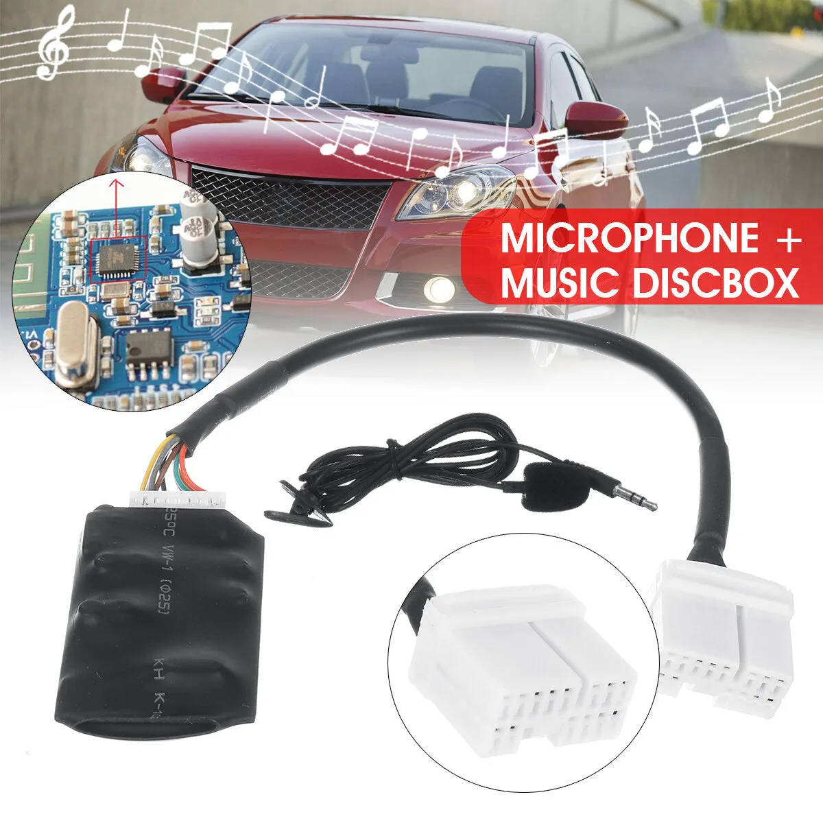 12V Car bluetooth AUX Adapter Microphone Handsfree Music Disc Box For Honda Accord