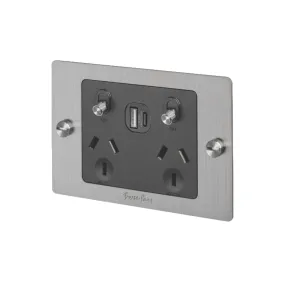 2G GPO with USB A & C / Steel