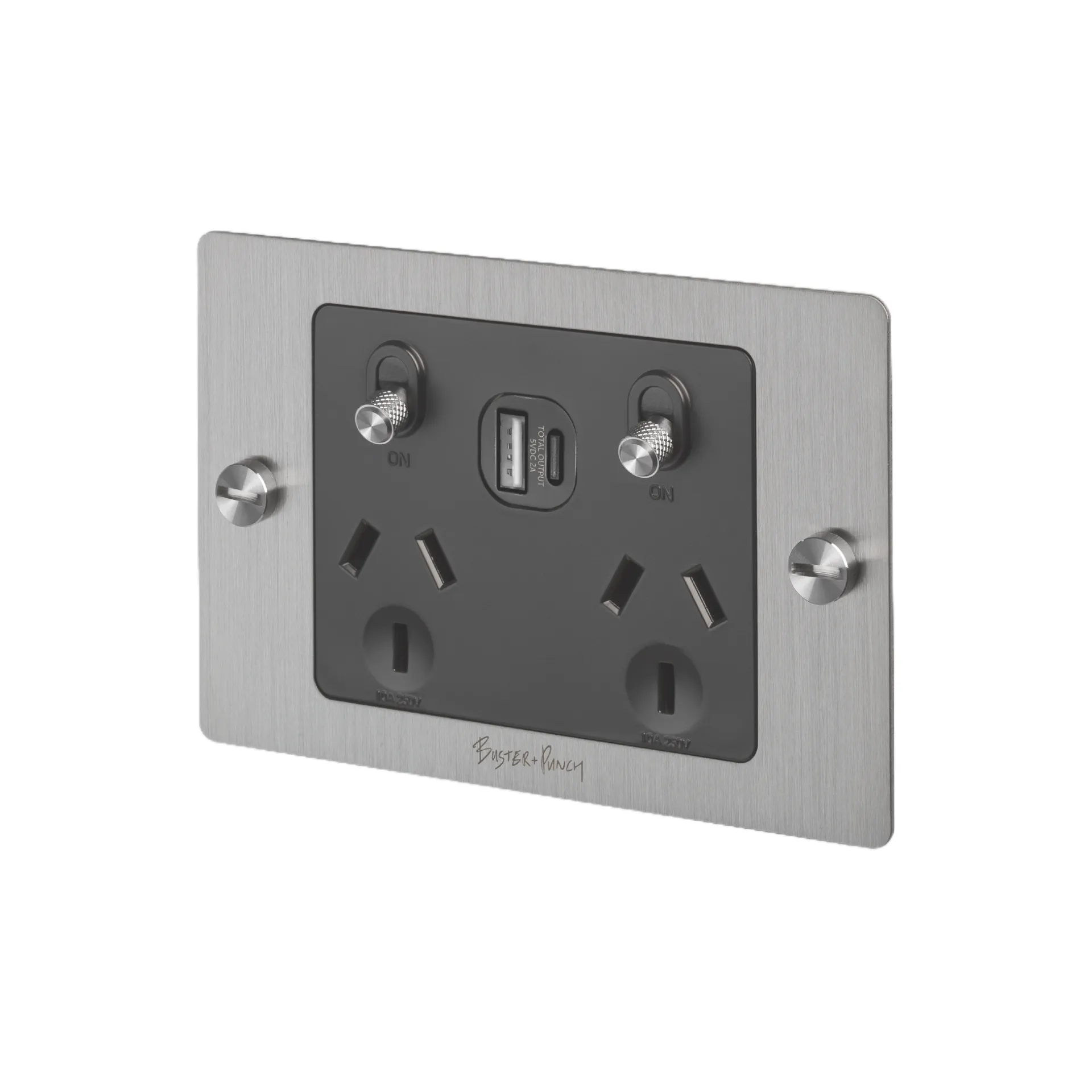 2G GPO with USB A & C / Steel