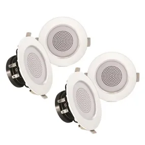 3’’ Bluetooth Ceiling / Wall Speaker Kit, (4) Aluminum Frame Speakers With Built-In Led Light