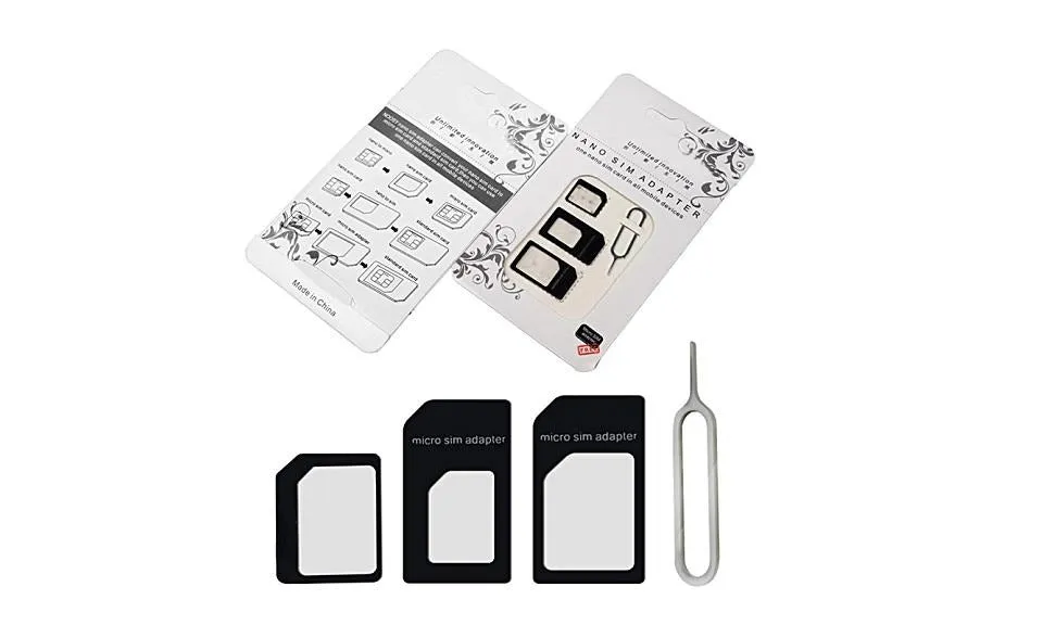4 in 1 Nano Micro SIM Adopters Standard SIM Card Eject Pin For iphone