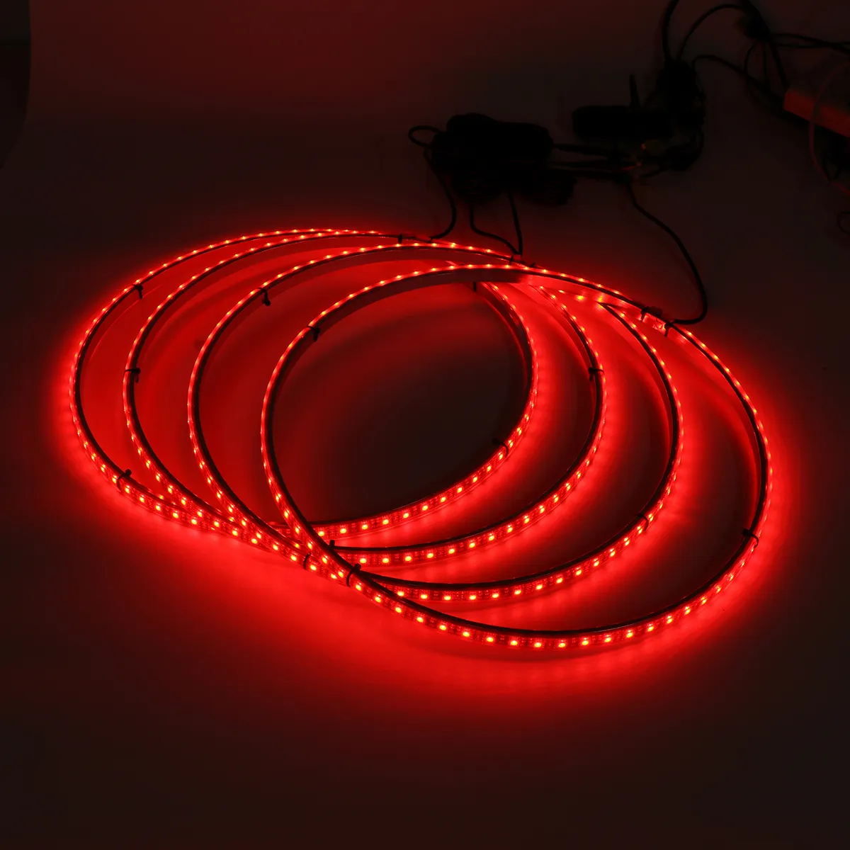 4PCS 15.5'' Car LED Wheel Ring Lights Bluetooth Control Single Row Light Strip