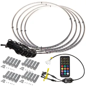 4PCS 15.5'' Car LED Wheel Ring Lights Bluetooth Control Single Row Light Strip