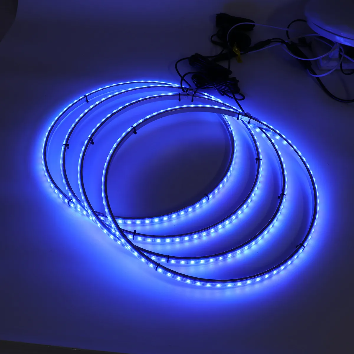 4PCS 15.5'' Car LED Wheel Ring Lights Bluetooth Control Single Row Light Strip