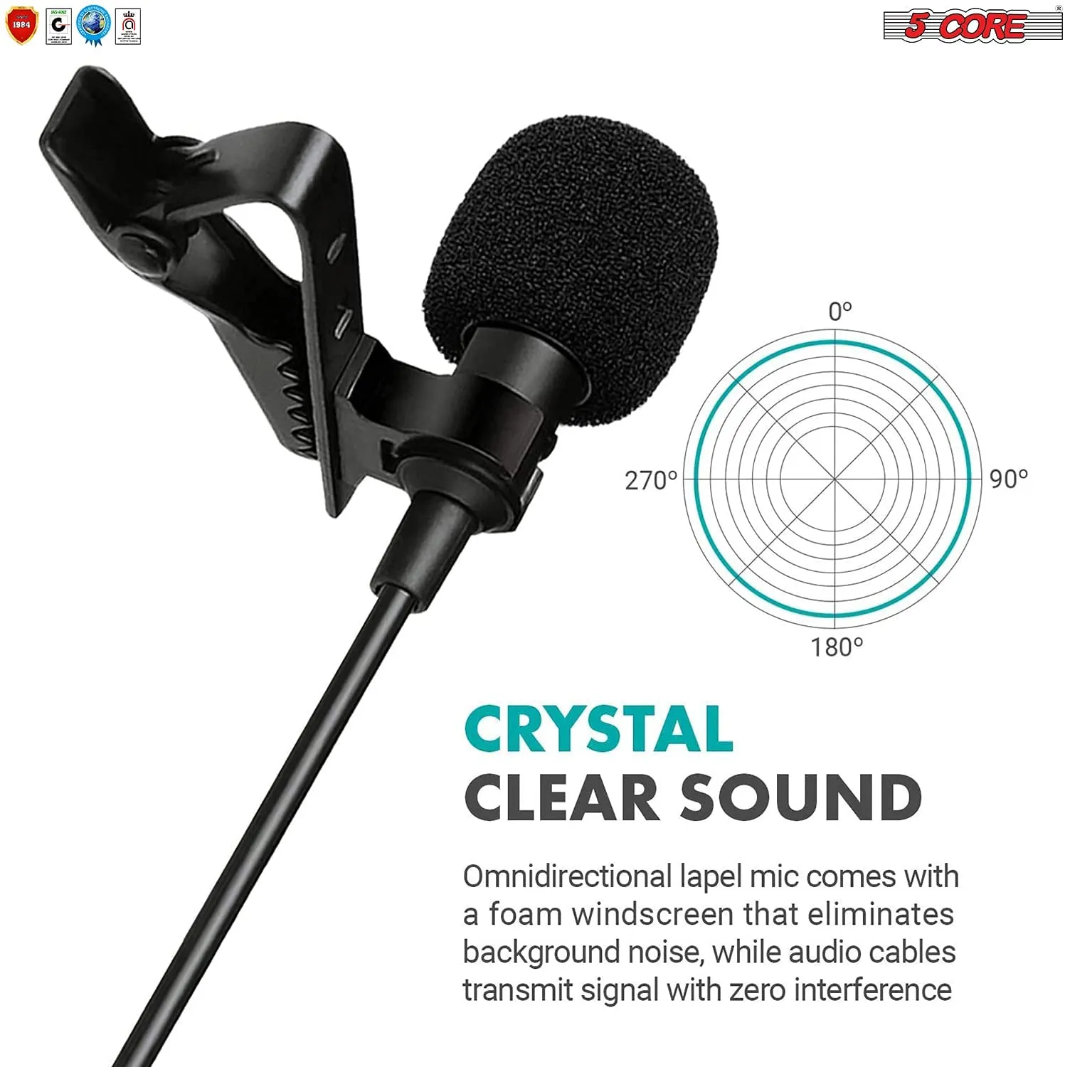 5 Core Professional Microphone Lavalier Mic Microphone for Phone, Clip