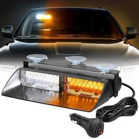 8 Inch 16 Leds Windshield Hazard Amber White Strobe Light
