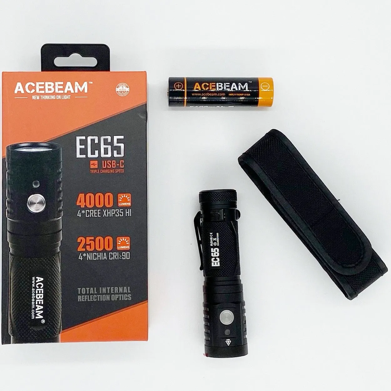 Acebeam EC65 4,000 Lumen USB-C Rechargeable Flashlight XHP 35 Hi LED