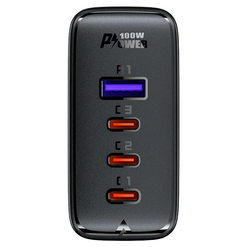 ACEFAST A39 PD100W GAN (3*USB-C USB-A) CHARGER SET WITH TYPE-C TO TYPE-C - BLACK