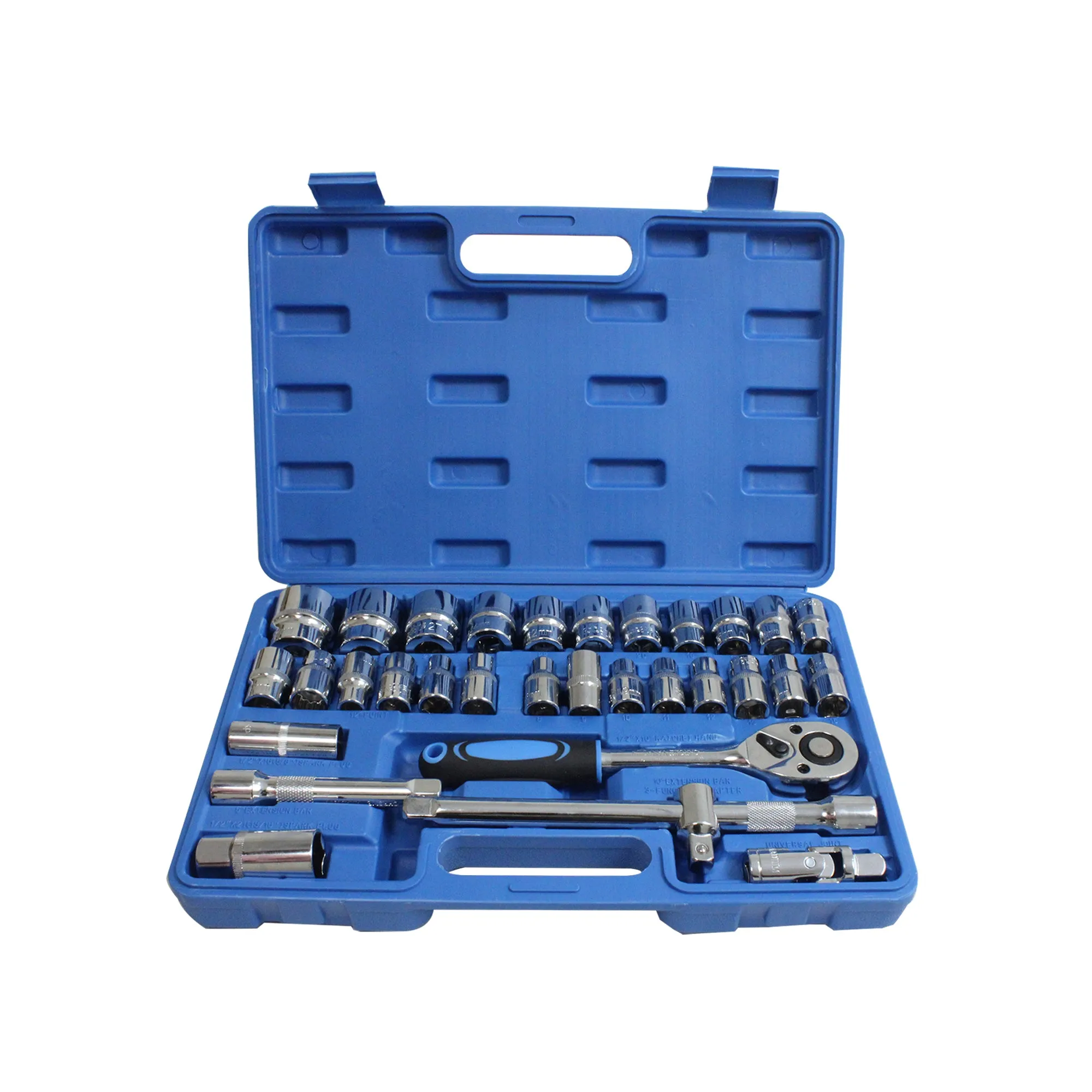 Aegon SS-32 1/2" 32 Pieces Heavy Duty 12 Point Combinational Ratchet Socket Wrench Spanner Tool Chrome Vanadium Hand Tool Kit For Repairing Work, DIY, Auto Repairs Car & Bike