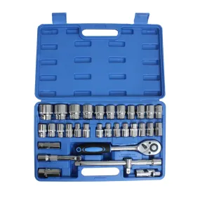 Aegon SS-32 1/2" 32 Pieces Heavy Duty 12 Point Combinational Ratchet Socket Wrench Spanner Tool Chrome Vanadium Hand Tool Kit For Repairing Work, DIY, Auto Repairs Car & Bike