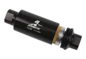Aeromotive Filter, In-Line, 10 Micron Fabric Element, ORB-10 Port, Bright-Dip Black, 2" OD - 12321