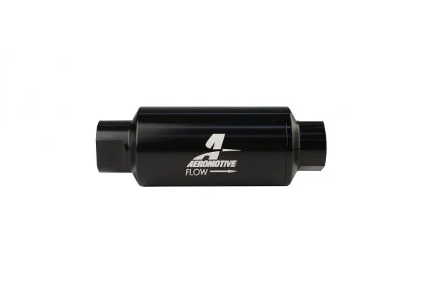 Aeromotive Filter, In-Line, 10 Micron Fabric Element, ORB-10 Port, Bright-Dip Black, 2" OD - 12321