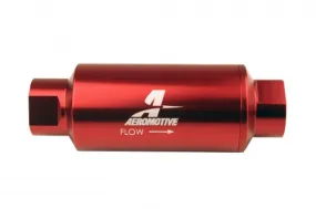 Aeromotive Filter, In-Line, 10 Micron Microglass Element, ORB-10 Port, Bright-Dip Red, 2" OD - 12340