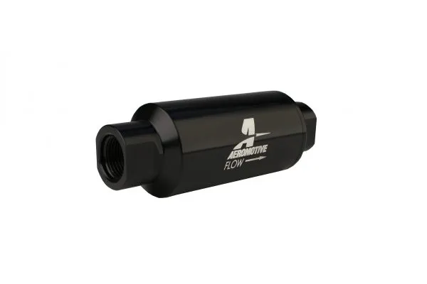 Aeromotive Filter, In-Line, 100 Micron Stainless Mesh Element, ORB-10 Port, Bright-Dip Black, 2" OD - 12324