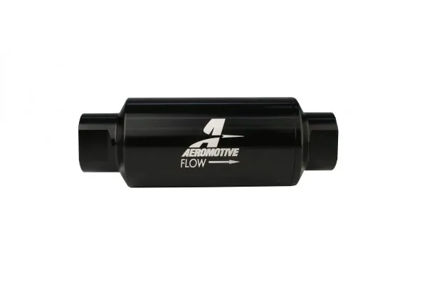 Aeromotive Filter, In-Line, 100 Micron Stainless Mesh Element, ORB-10 Port, Bright-Dip Black, 2" OD - 12324
