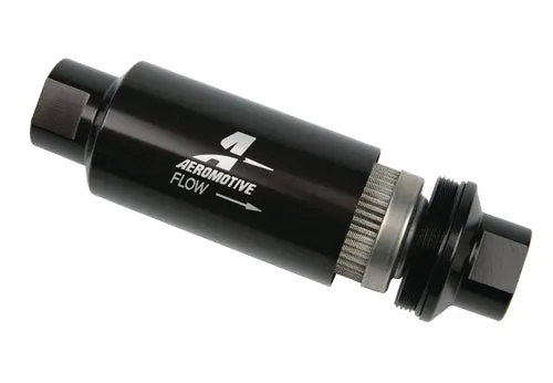 Aeromotive Filter, In-Line, 100 Micron Stainless Mesh Element, ORB-10 Port, Bright-Dip Black, 2" OD - 12324