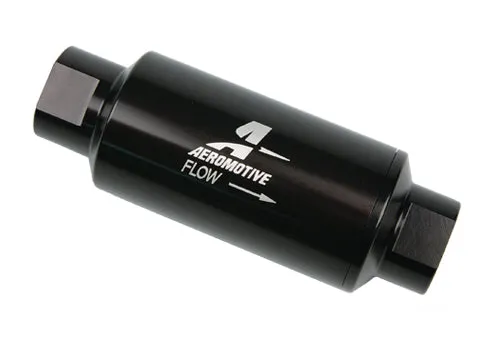 Aeromotive Filter, In-Line, 100 Micron Stainless Mesh Element, ORB-10 Port, Bright-Dip Black, 2" OD - 12324