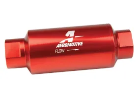 Aeromotive Filter, In-Line, 100 Micron Stainless Mesh Element, ORB-10 Port, Bright-Dip Red, 2" OD - 12304