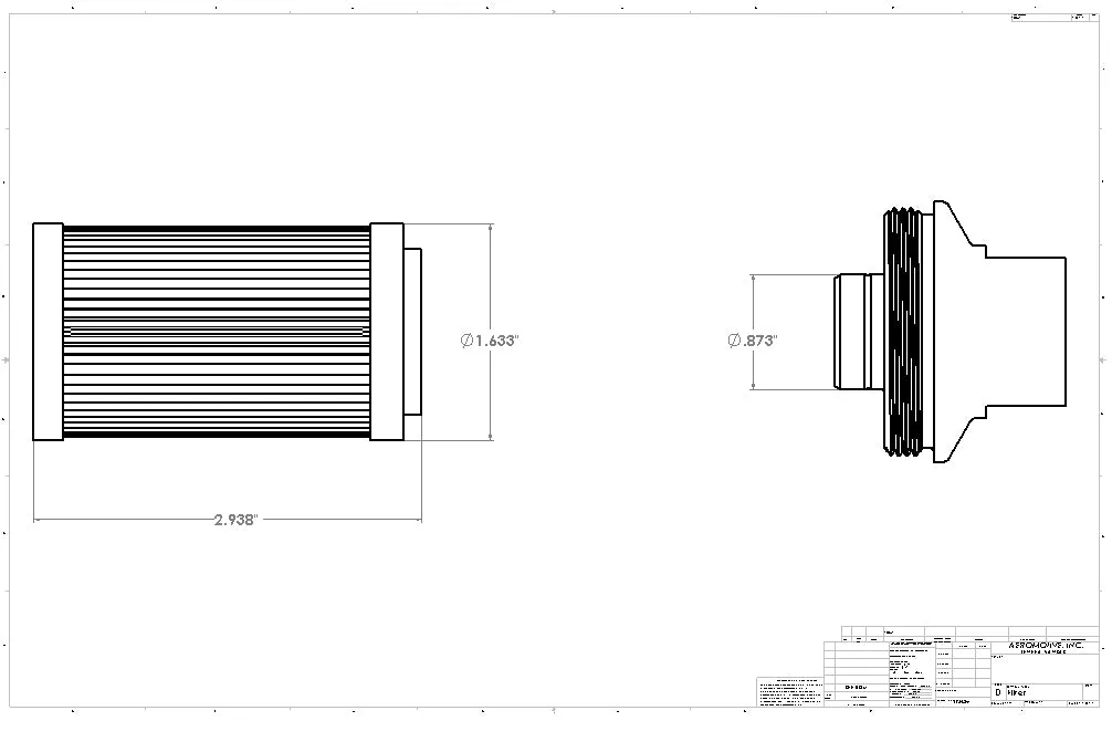 Aeromotive Filter, In-Line, 40 Micron Stainless Mesh Element, ORB-10 Port, Bright-Dip Red, 2" OD - 12335