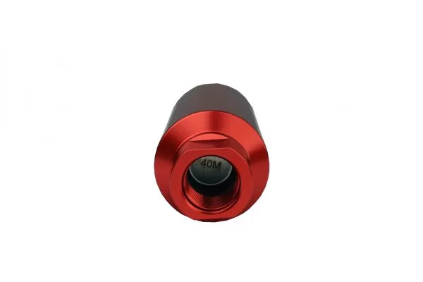 Aeromotive Filter, In-Line, 40 Micron Stainless Mesh Element, ORB-10 Port, Bright-Dip Red, 2" OD - 12335