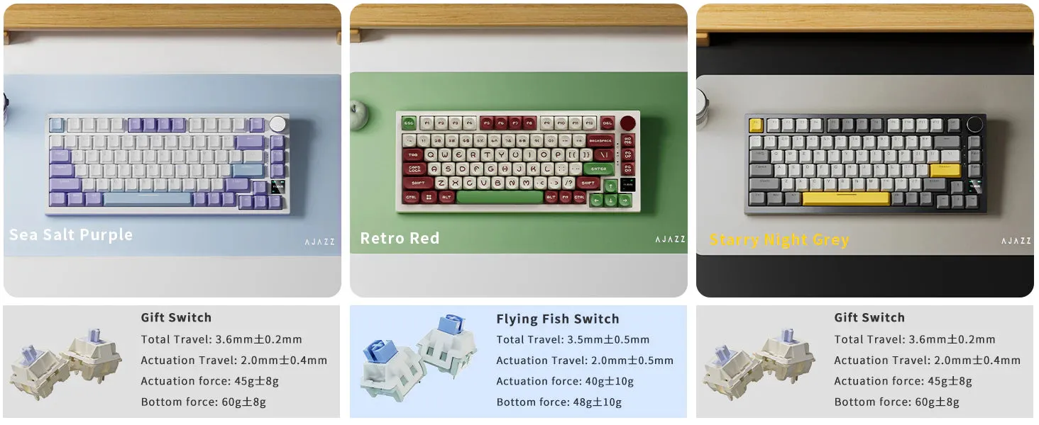 Ajazz AK820Pro Gray Mechanical keyboard RGB Wired&Wireless(Gift switch)
