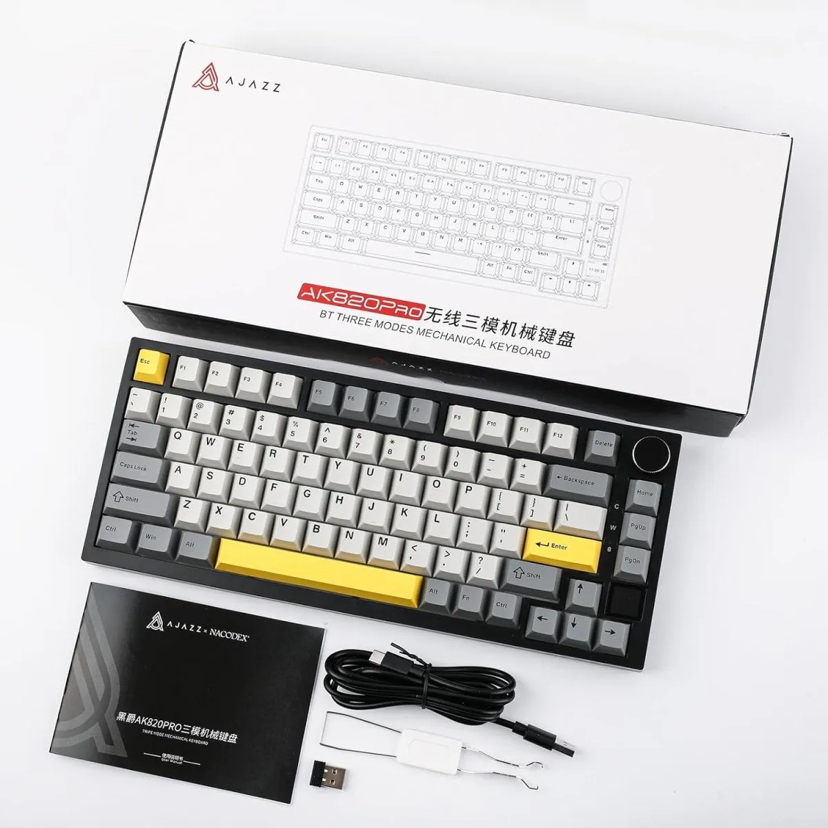 Ajazz AK820Pro Gray Mechanical keyboard RGB Wired&Wireless(Gift switch)