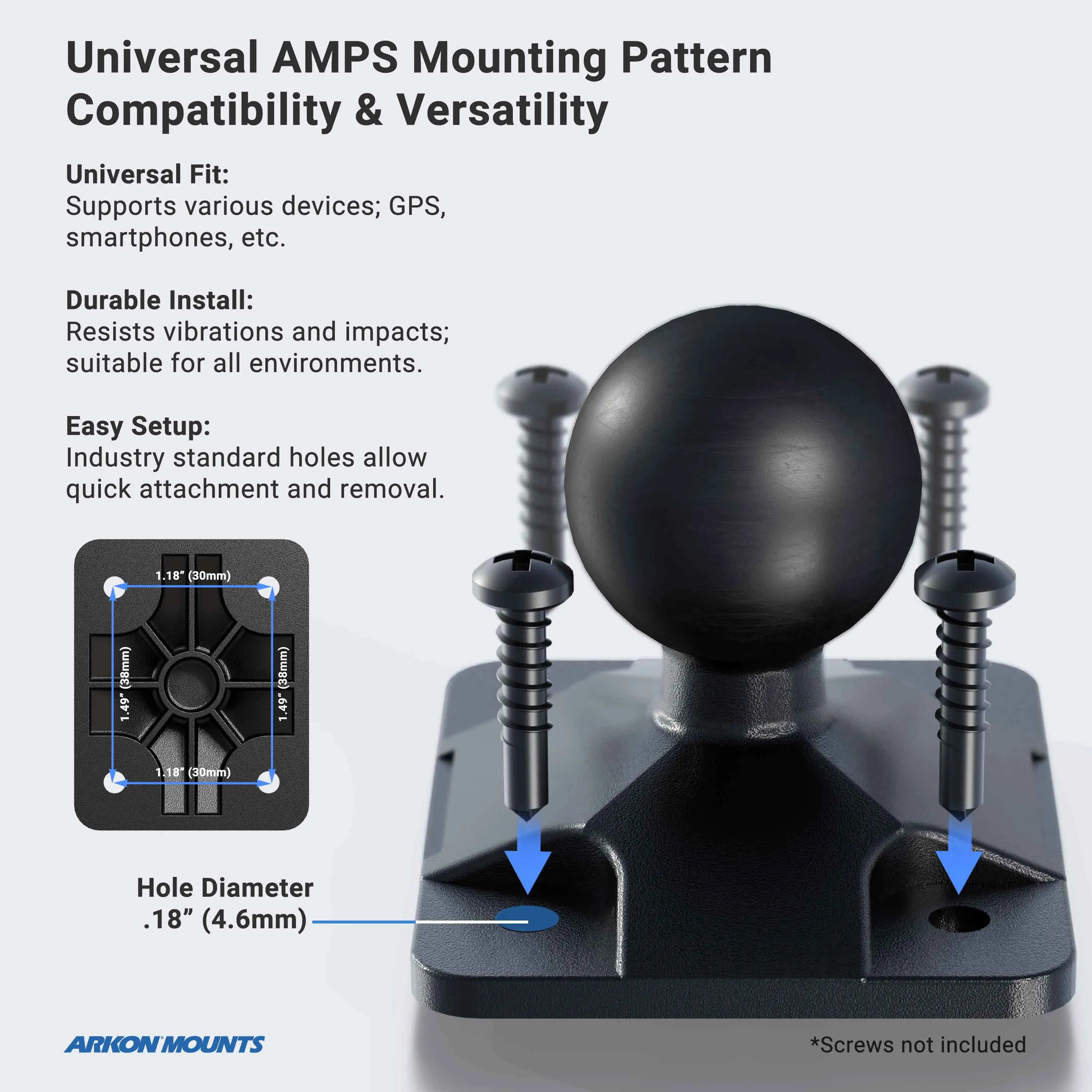 AMPS Mounting Pattern with Cup Holder Mount