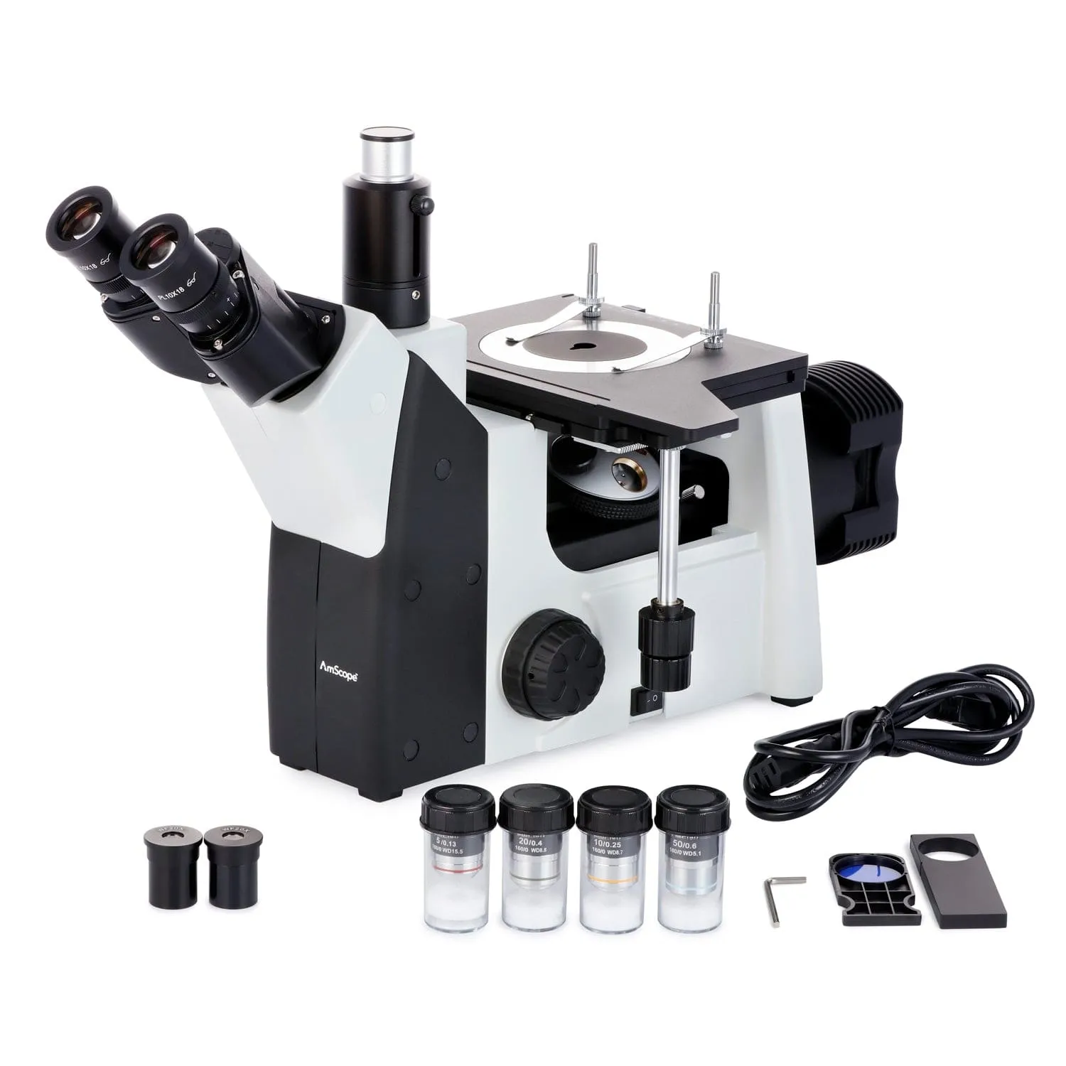 AmScope ME1200 Series Inverted Metallurgical Trinocular Compound Microscope 50X-1000X Magnification with 5MP USB Camera