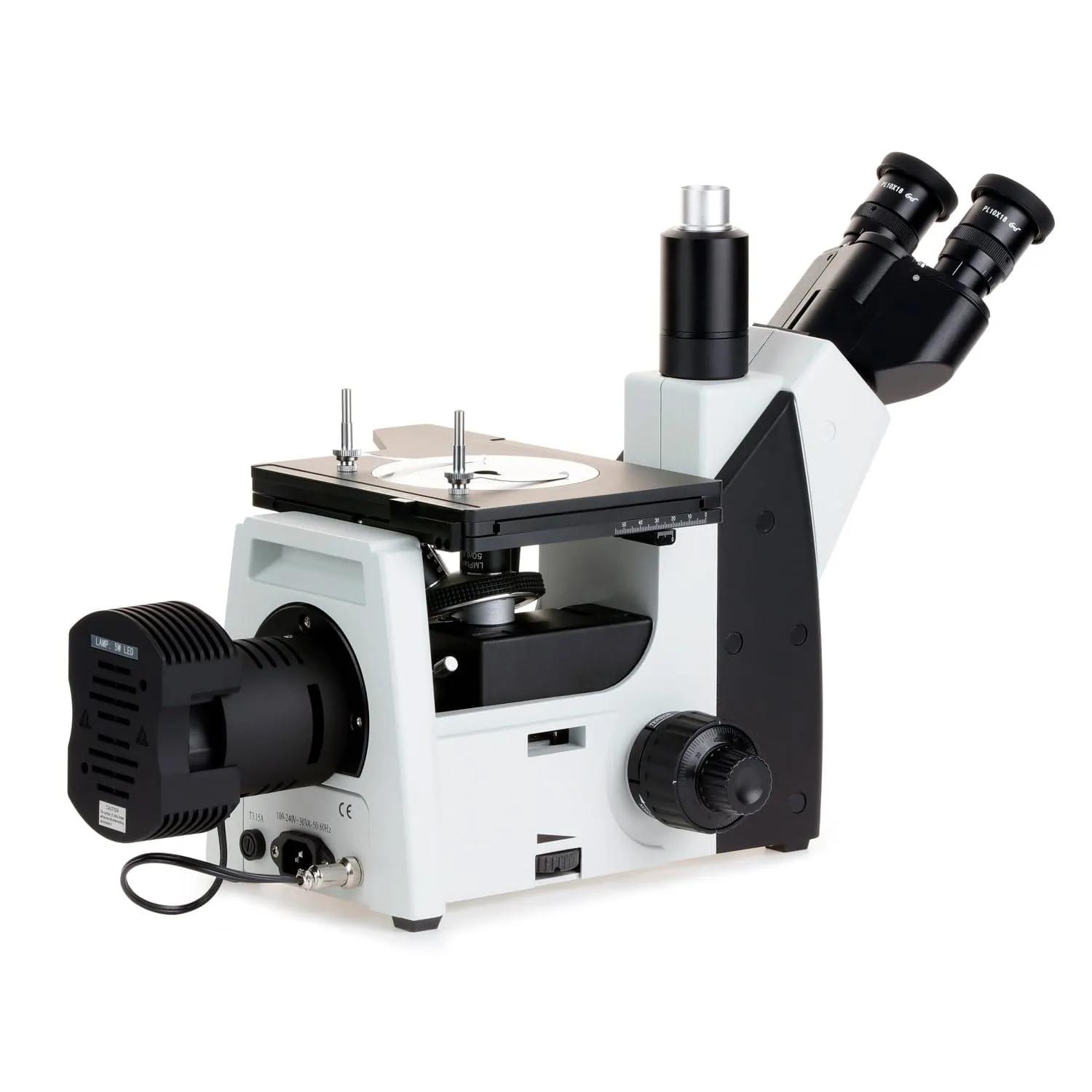 AmScope ME1200 Series Inverted Metallurgical Trinocular Compound Microscope 50X-1000X Magnification with 5MP USB Camera