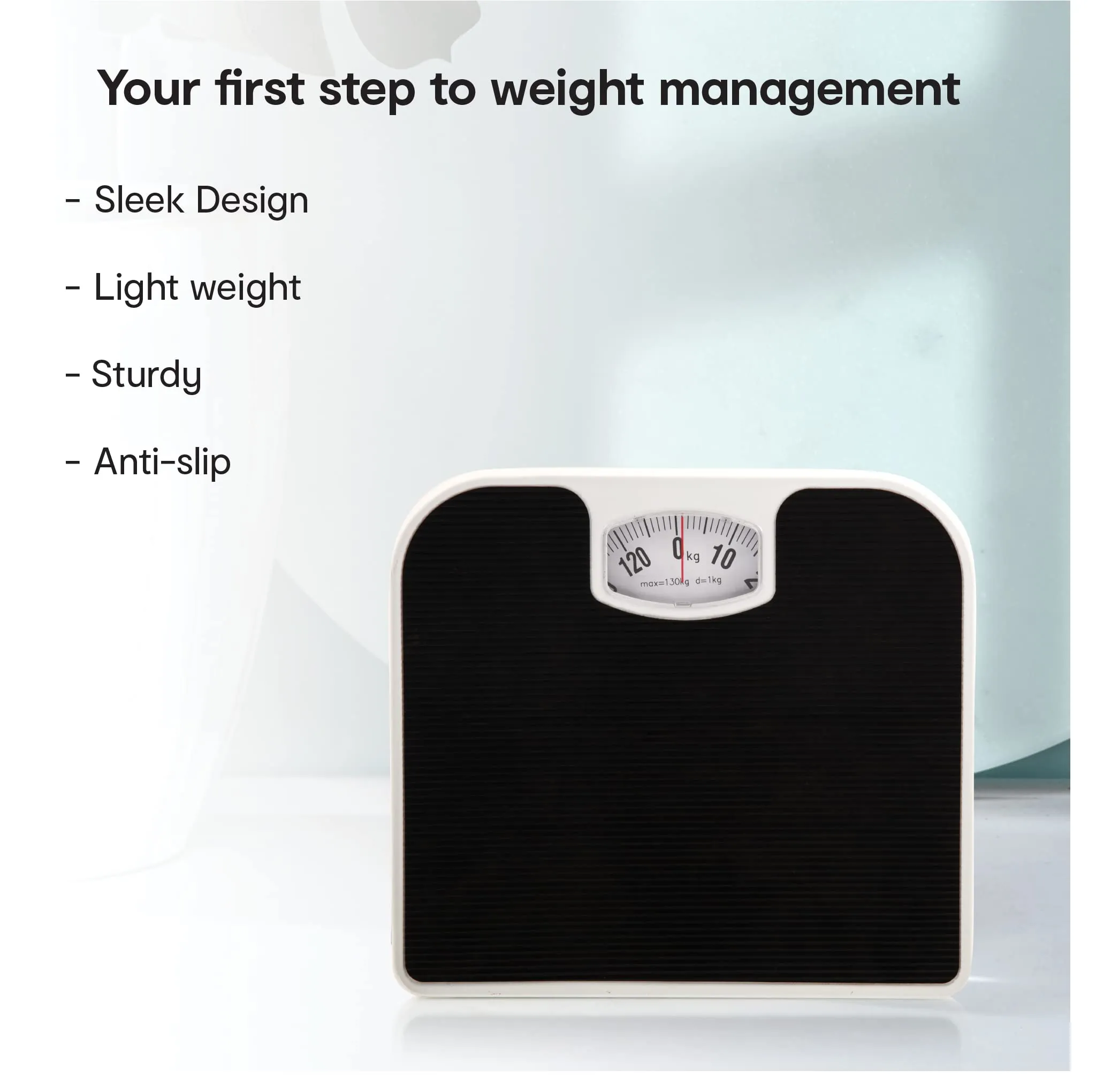 Anko Digital Weighing Scale with LCD Panel (Black), Electronic Weight Machine for Body Weight with 6 mm Thick Tempered Glass & Auto-Calibrating Sensors| Digital Weighing Scale For Precise Measurement