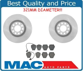 Audi A6 S6 2.7L 4.2L Brake Disc Rotors & Pads Frt 4 Piston Calipers 321MM ROTORS