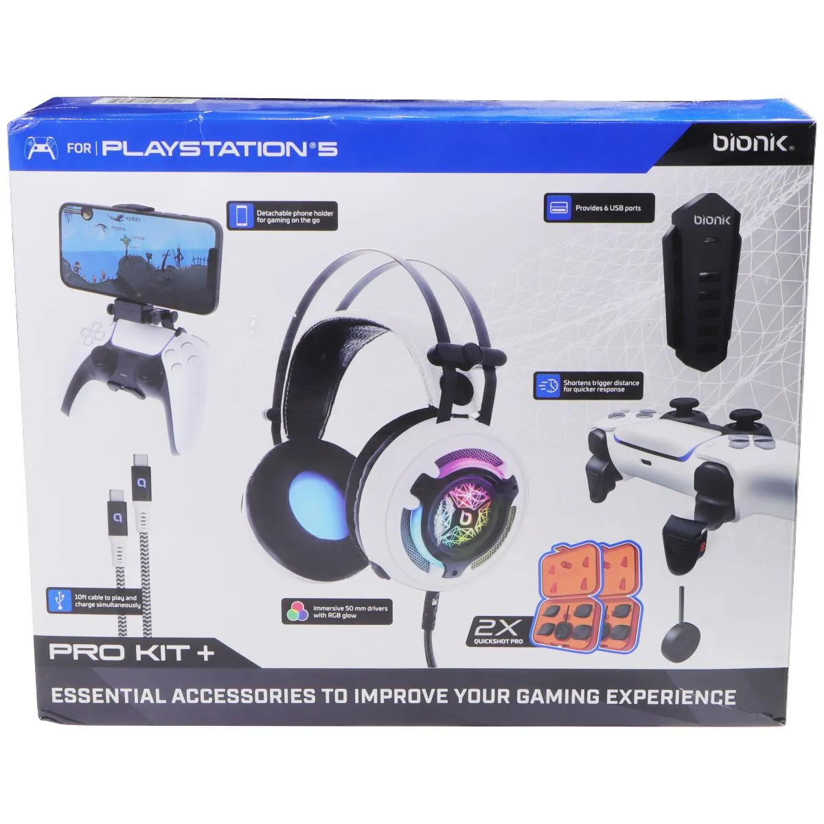 bionik Pro Kit  for Sony PlayStation 5 - White / Black / Blue