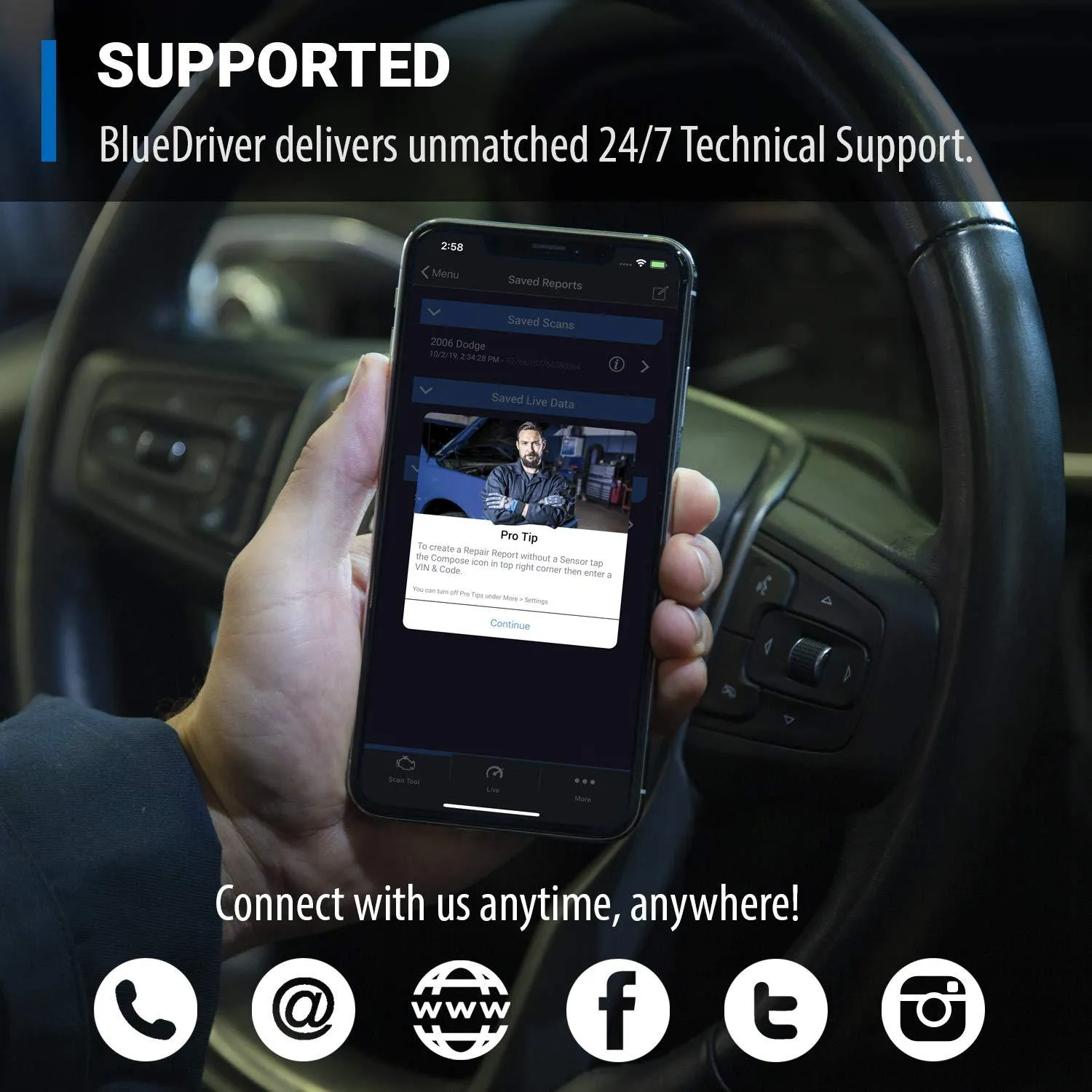 Bluetooth Pro OBDII Scan Tool for iPhone & Android