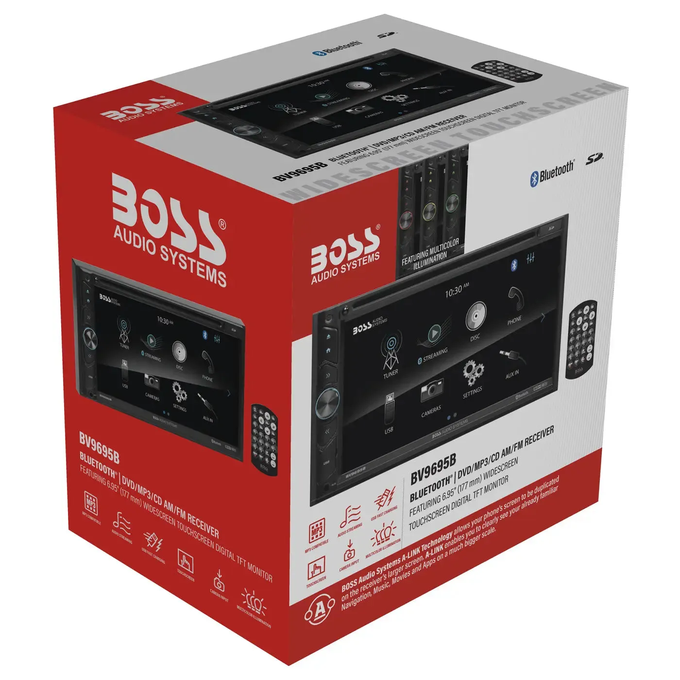 Boss Audio BV9695B Double-DIN DVD Player 6.75" Touchscreen Bluetooth w/ Remote