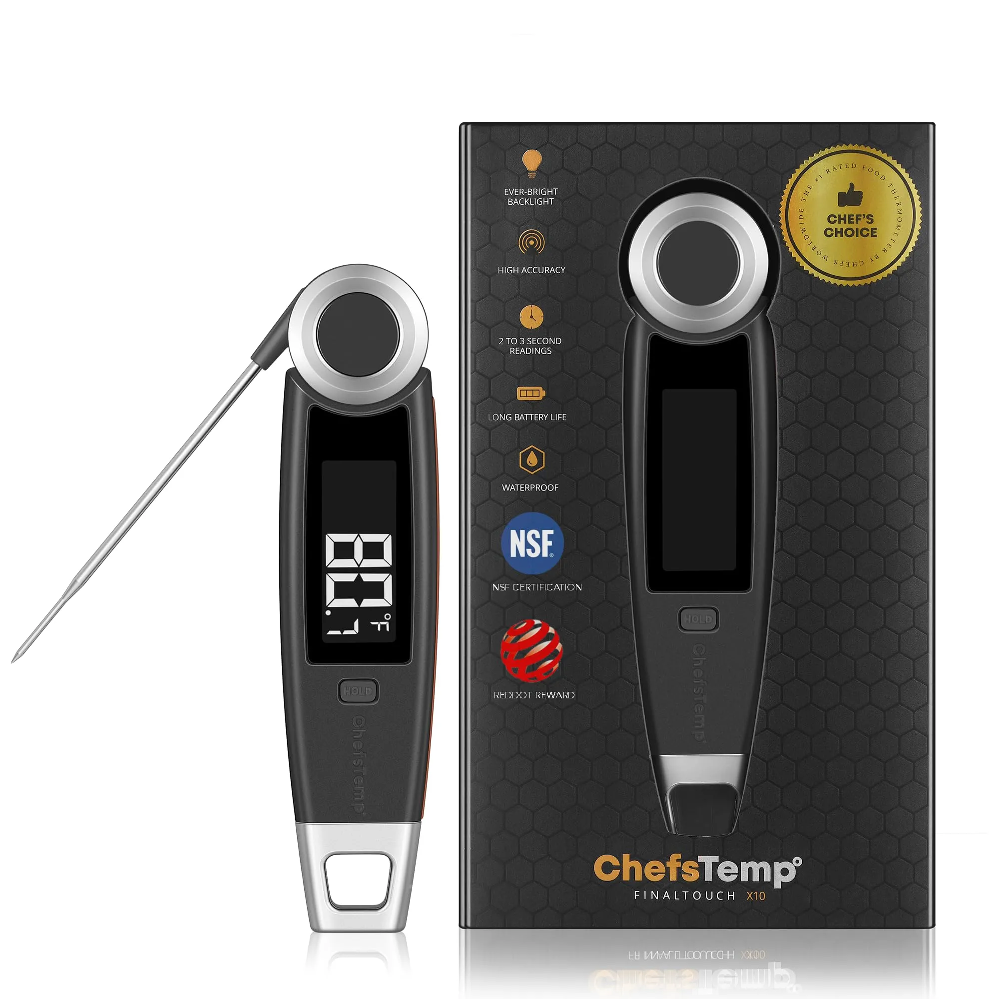 ChefsTemp Finaltouch X10 Instant Read Meat Thermometer (Various Colours)
