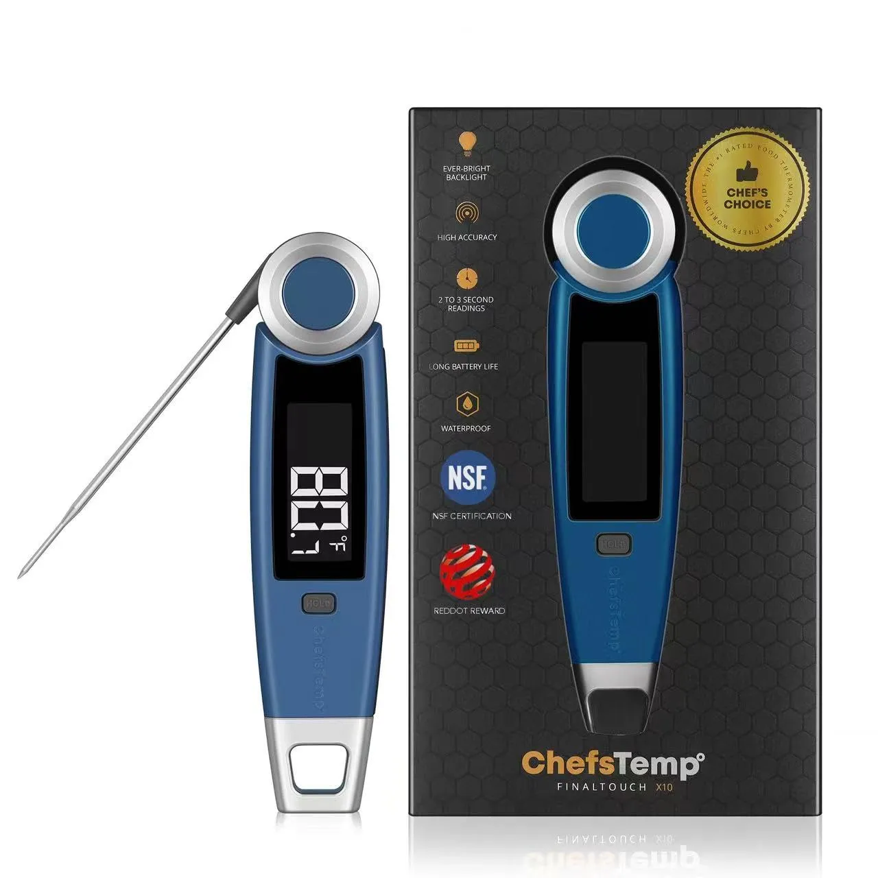 ChefsTemp Finaltouch X10 Instant Read Meat Thermometer (Various Colours)