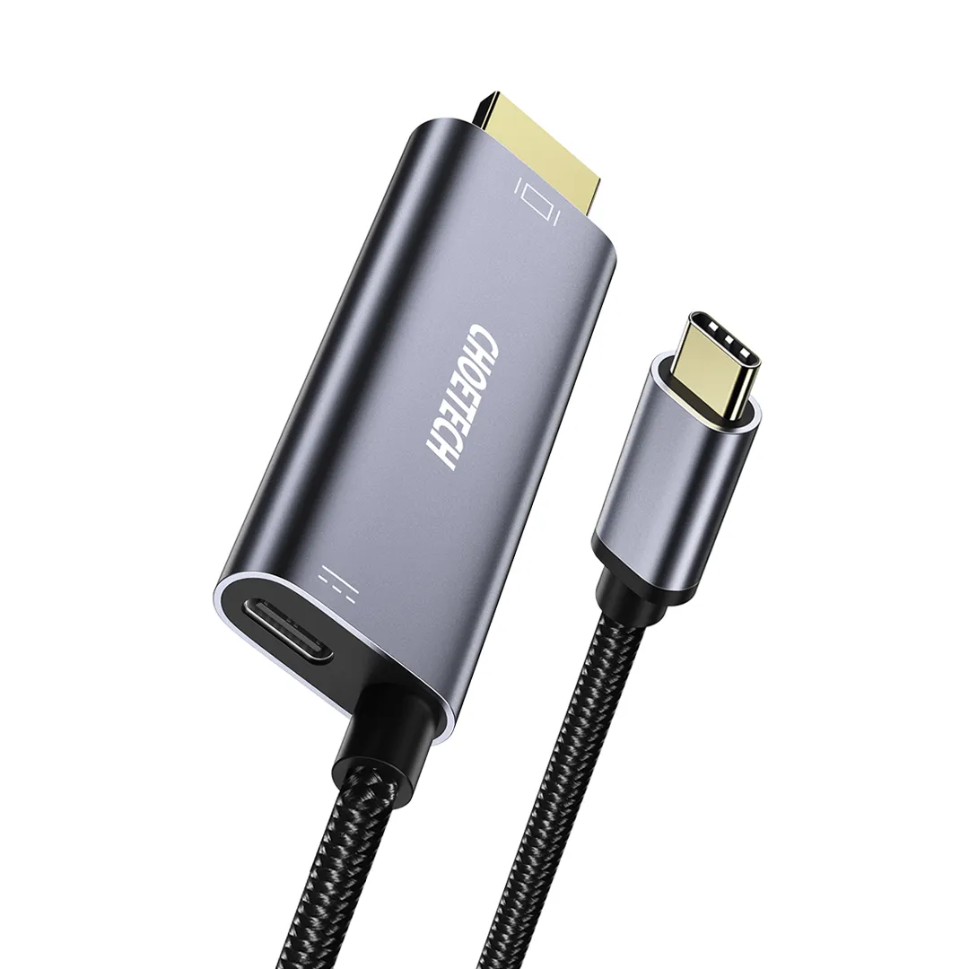 CHOETECH USB-C To HDMI Cable With 60W Power Delivery Charging Port (2M)