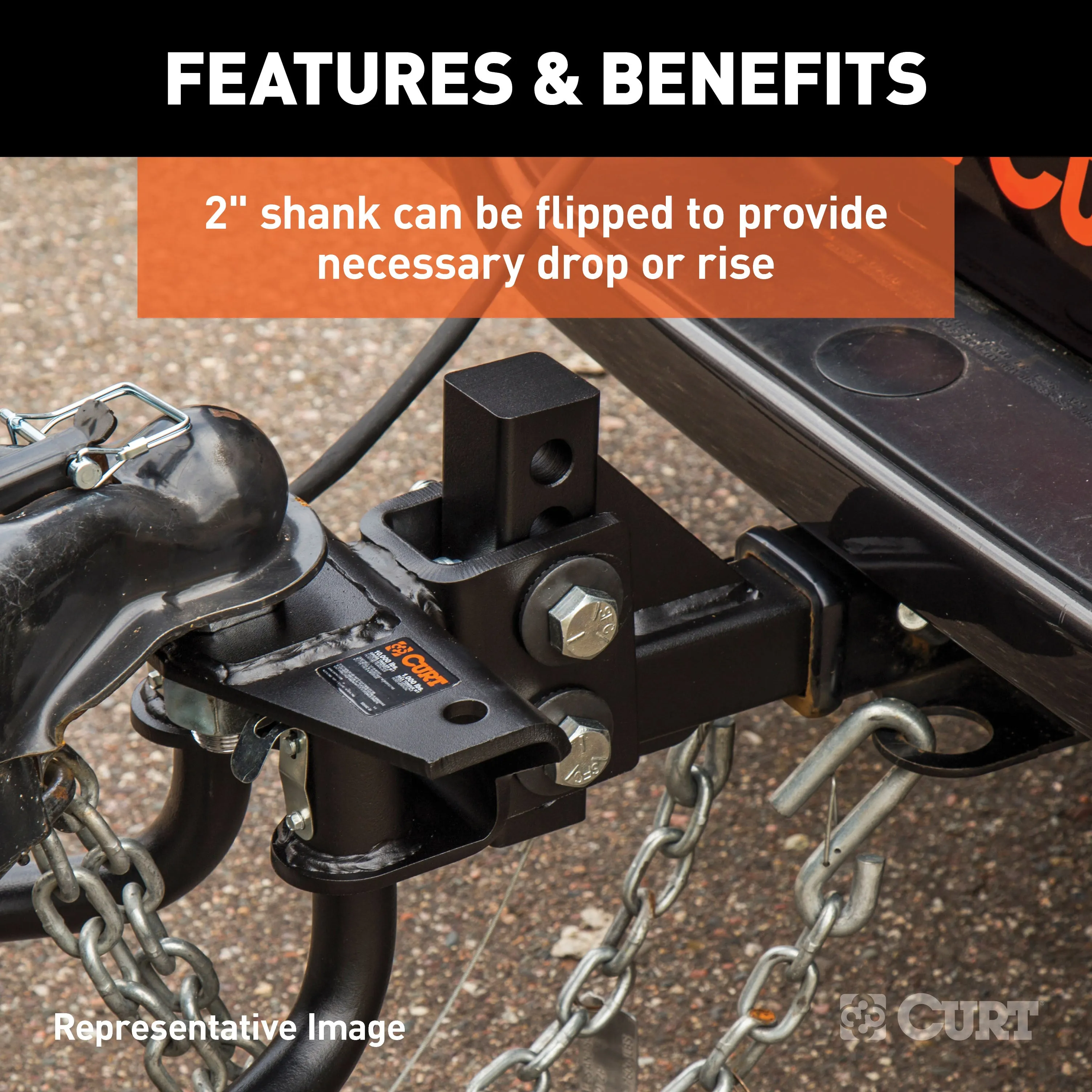 CURT 17050 Round Bar Weight Distribution Hitch with Integrated Lubrication (5-6K)