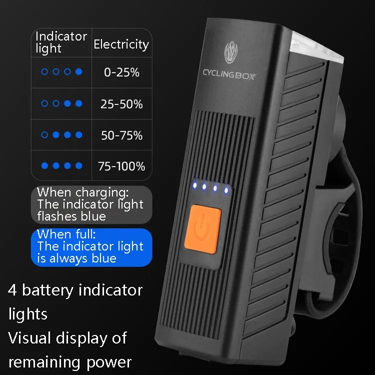 CYCLINGBOX BG-1811 Bicycle Charging Speaker Front Lamp USB Multi-Function Mountain Bike Accessories(Black)