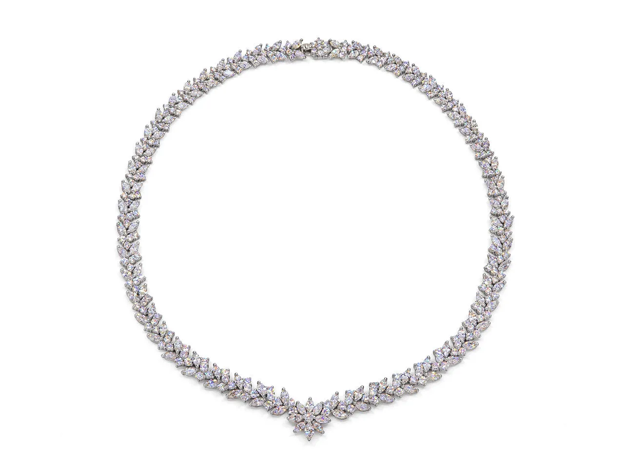 Diamond Floral Necklace in 18K White Gold