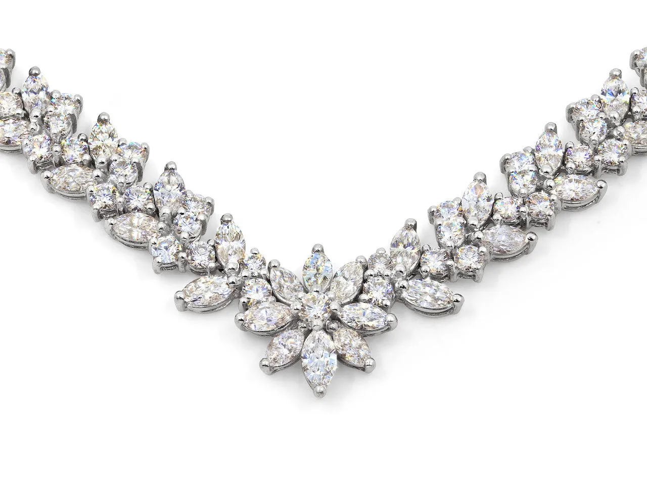 Diamond Floral Necklace in 18K White Gold