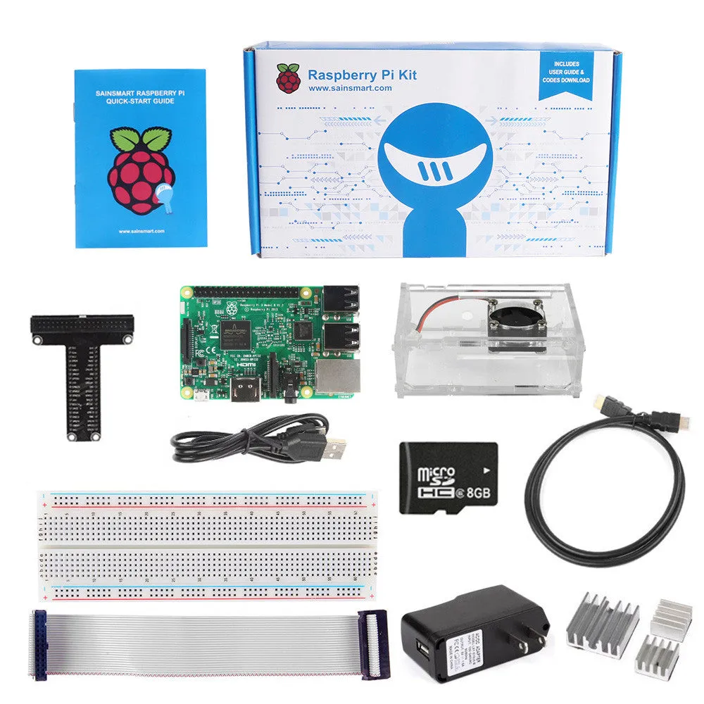 [Discontinued] SainSmart Raspberry Pi 3 Ultimate Kit : Case with Fan   8GB SD   Breadboard   HDMI   40 Pins GPIO  Aluminium Heatsink
