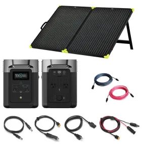 EcoFlow DELTA 2 1.8kW / 1024Wh Power Station | 200W 12V Folding Mono Solar Panels | Total Solar Kit