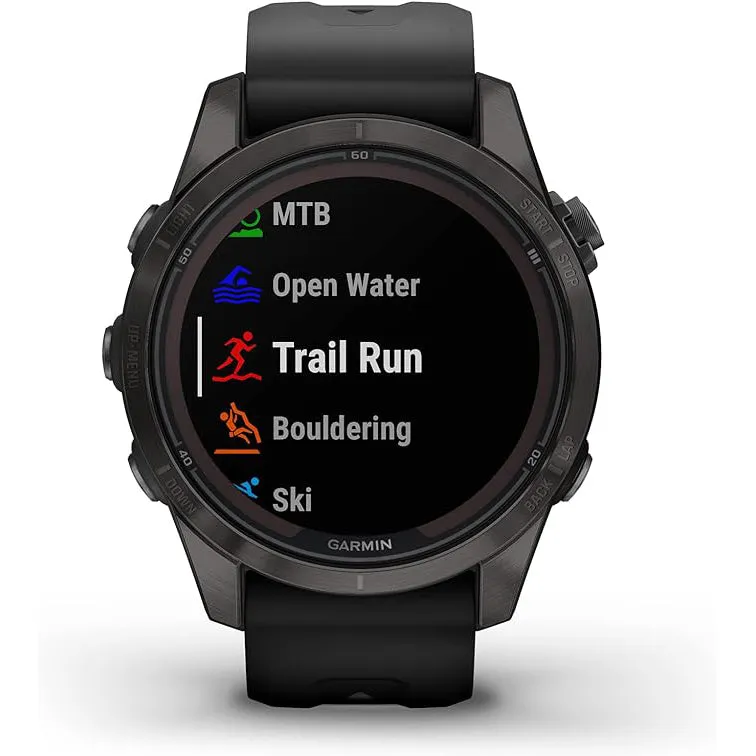 Garmin fenix 7S Pro Sapphire Solar Built-in Flashlight Solar Charging Capability Black Multisport GPS Smartwatch - 010-02776-10