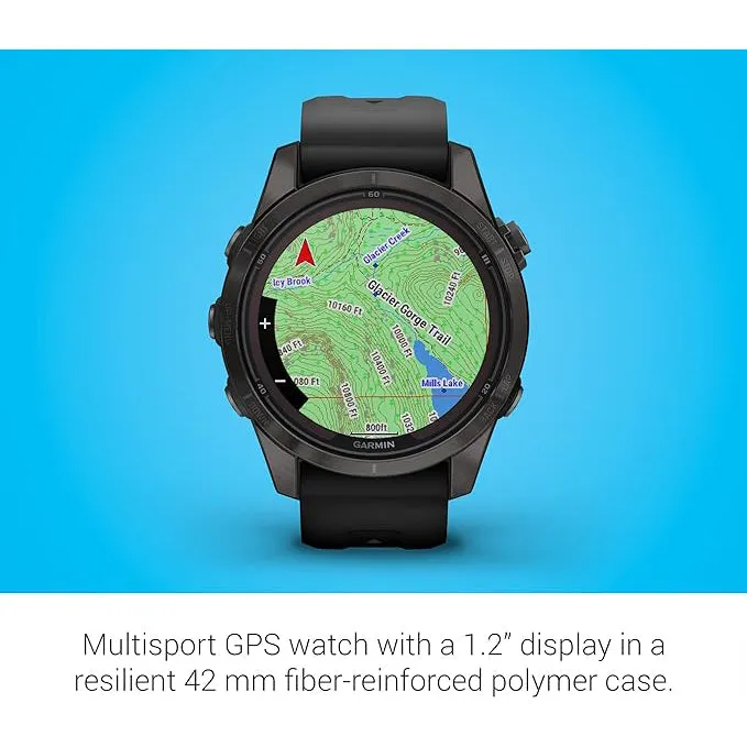 Garmin fenix 7S Pro Sapphire Solar Built-in Flashlight Solar Charging Capability Black Multisport GPS Smartwatch - 010-02776-10