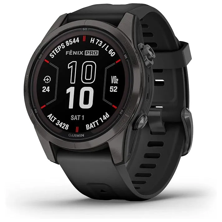 Garmin fenix 7S Pro Sapphire Solar Built-in Flashlight Solar Charging Capability Black Multisport GPS Smartwatch - 010-02776-10