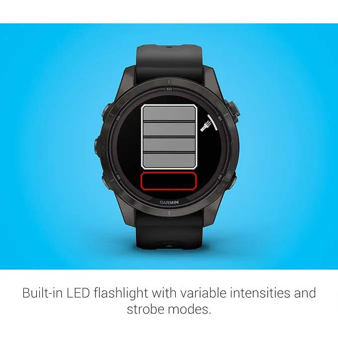 Garmin fenix 7S Pro Sapphire Solar Built-in Flashlight Solar Charging Capability Black Multisport GPS Smartwatch - 010-02776-10