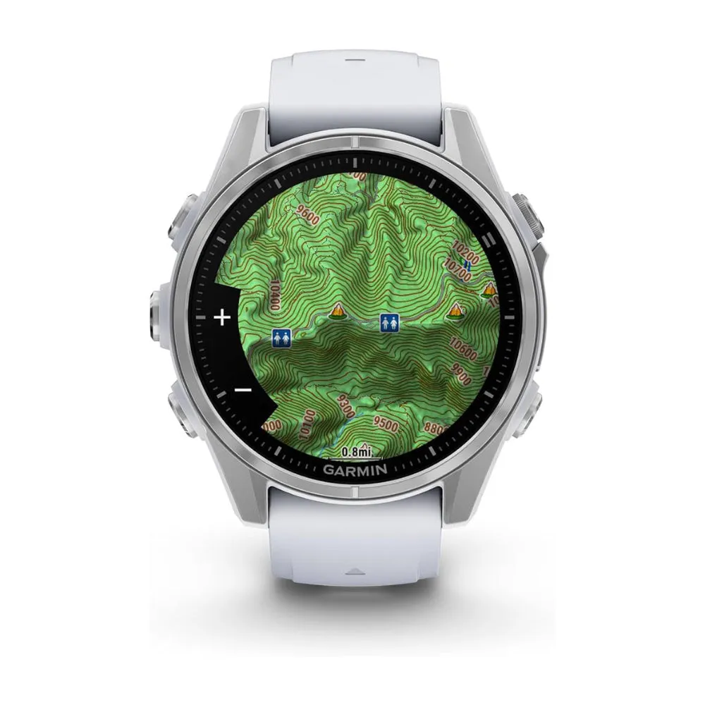 Garmin fēnix 8 Pro Unisex Silver With Whitestone Band Amoled Long-Lasting Battery Life Dive-Rated Built-in LED Flashlight 43 Millimeters Premium Multisport GPS Smartwatch - 010-02903-00