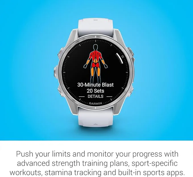 Garmin fēnix 8 Pro Unisex Silver With Whitestone Band Amoled Long-Lasting Battery Life Dive-Rated Built-in LED Flashlight 43 Millimeters Premium Multisport GPS Smartwatch - 010-02903-00