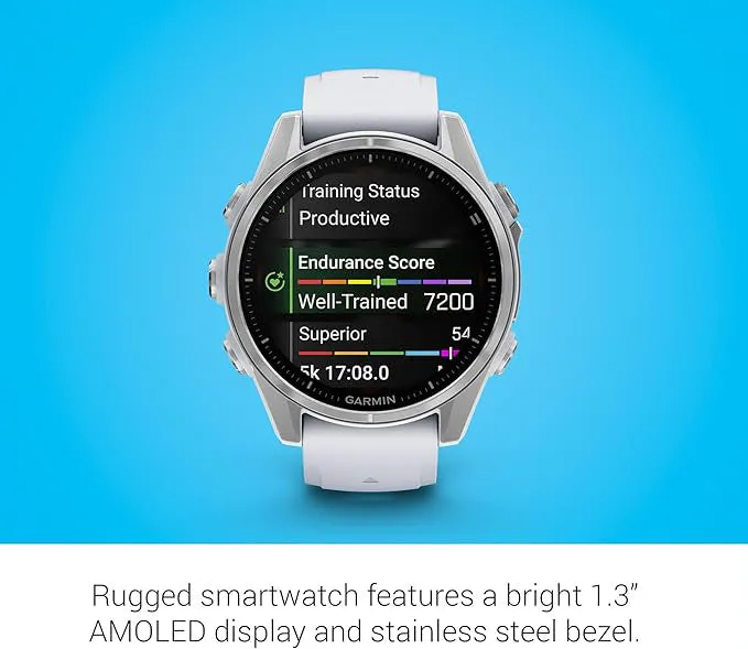 Garmin fēnix 8 Pro Unisex Silver With Whitestone Band Amoled Long-Lasting Battery Life Dive-Rated Built-in LED Flashlight 43 Millimeters Premium Multisport GPS Smartwatch - 010-02903-00